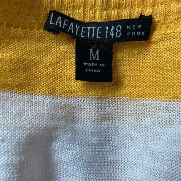Lafayette 148 Yellow Striped Linen Blend Button Front Cardigan Size Medium - Picture 7 of 10